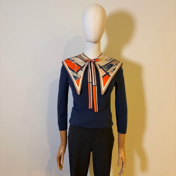 Chic Detachable Horse Print Scarf Collar | Equestrian Style | New - Picture 4 of 6